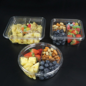 Salad Dressing Containers Party Platters Plastic Fresh Fruit Salad Packaging Box Container Fruit Platter Trays With Lid