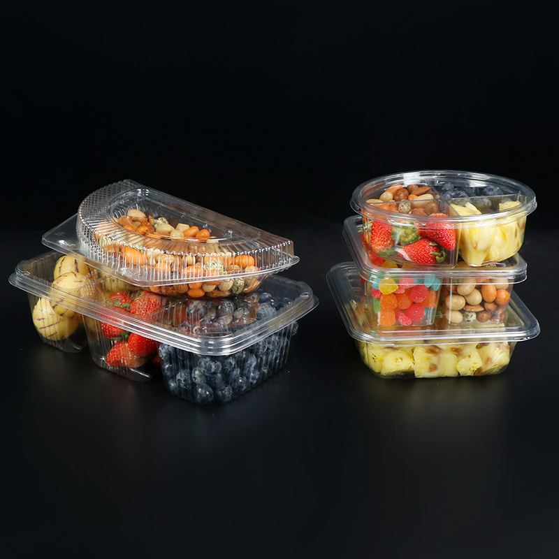 Disposable Plastic Food Tray Plastic Salad Container With Compartment Custom Fruit Platter Boxes Food Platter Tray Sections