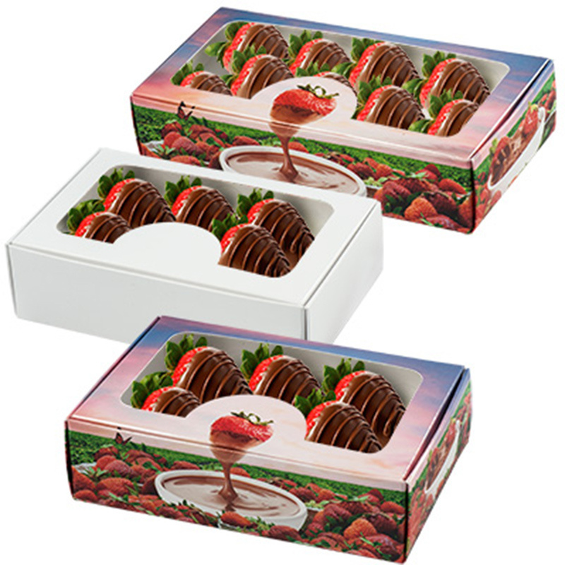 Custom Design 6 Pc Strawberry Packaging Box Empty Chocolate Covered Strawberry Boxes