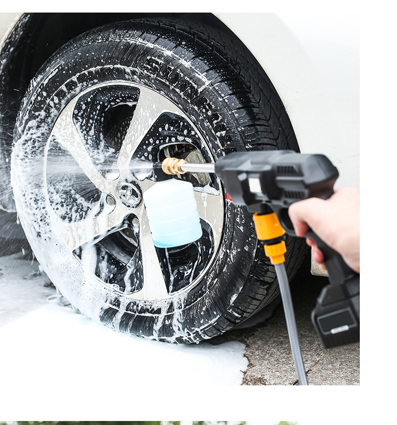 Cordless Portable High Pressure Electric Car Washer Gun 24V Rechargeable Battery Power Car Jet Wash Spray Foam Cleaning Gun Kit