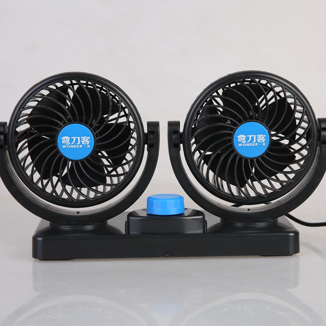 360 Rotating Free Adjustment Dual Head 2 Speed Rotatable 12V Ventilation Dashboard Electric Car Fans