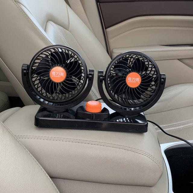 360 Rotating Free Adjustment Dual Head 2 Speed Rotatable 12V Ventilation Dashboard Electric Car Fans