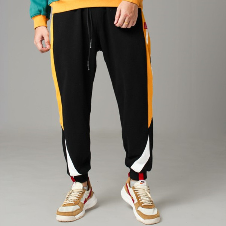 Hot Custom Winter Cotton Tech Fleece Color Block Blank Mens Drawstring Side Stripe Track Jogger pants