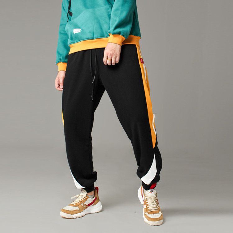 Hot Custom Winter Cotton Tech Fleece Color Block Blank Mens Drawstring Side Stripe Track Jogger pants