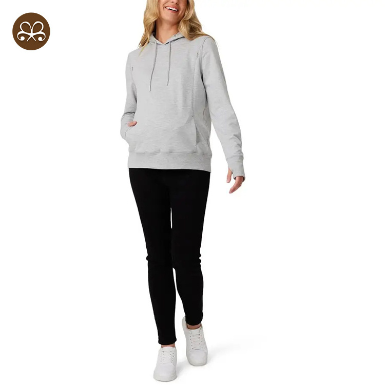 Custom Premium Quality Maternity Clothes Nursing Breastfeeding Hoodie With finger-hole