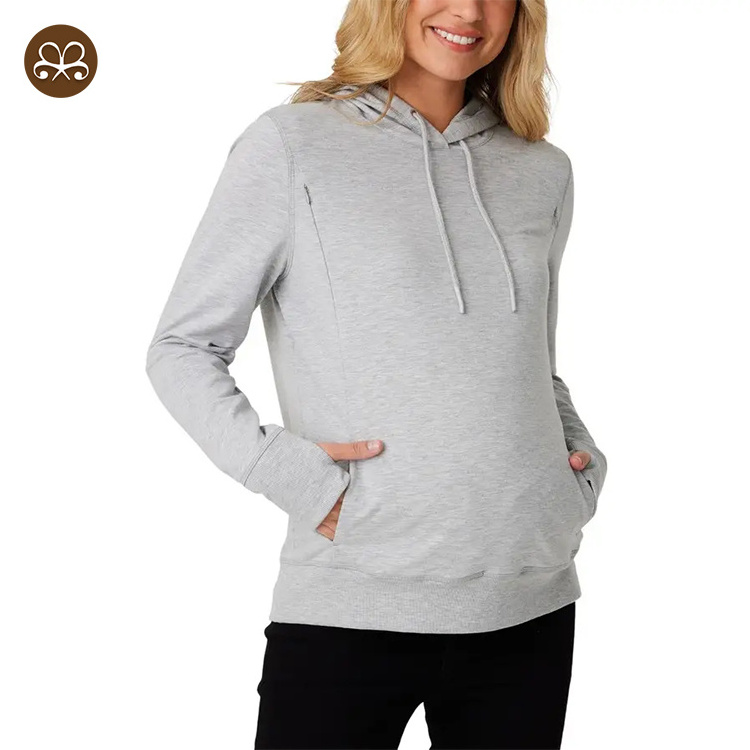 Custom Premium Quality Maternity Clothes Nursing Breastfeeding Hoodie With finger-hole