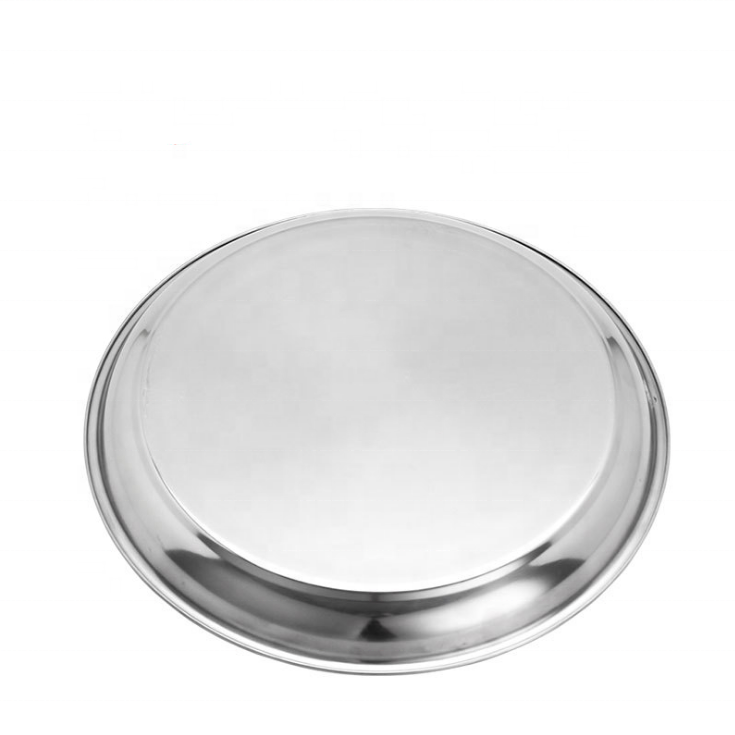 Popular Thailand Style Round Deep Plates Stainless Steel Fruit Serving Tray