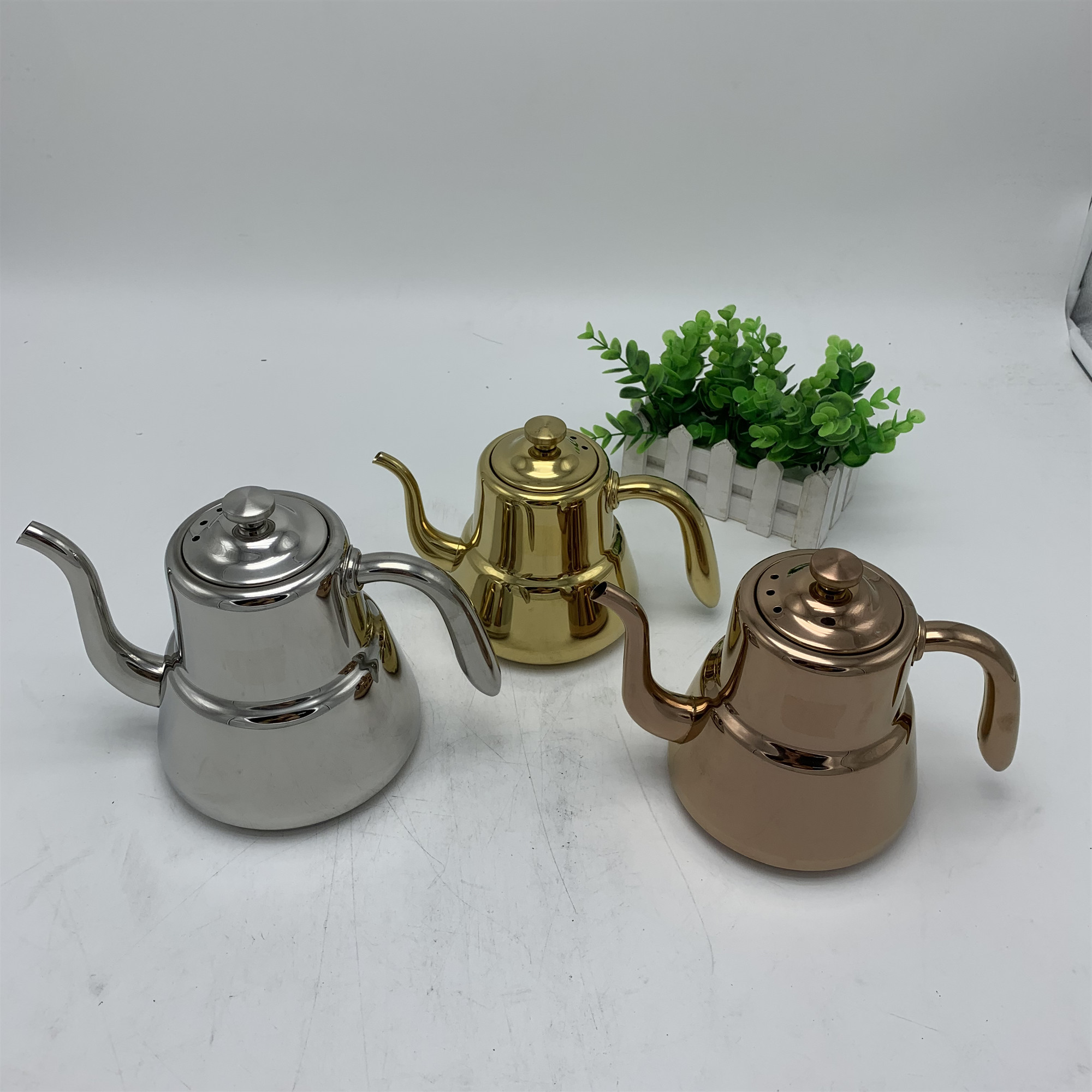 Indian classical stainless steel court tea kettle with strainer flower teapot induction cooker kettle