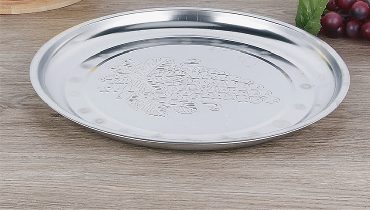 Wholesale Hot Sale Cheap Plates Metal Fruit Tray Round Deep Plates Stainless Steel