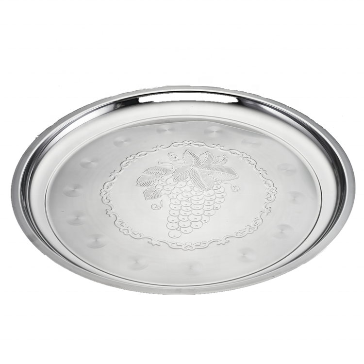 Wholesale Hot Sale Cheap Plates Metal Fruit Tray Round Deep Plates Stainless Steel