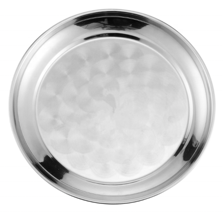 Popular Thailand Style Round Deep Plates Stainless Steel Fruit Serving Tray