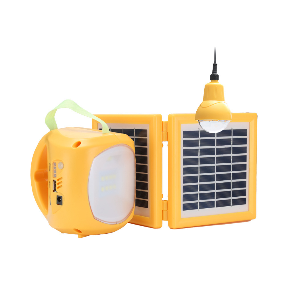 yellow portable rechargeable outdoor camping powered lights emergency charging home mini solar led light