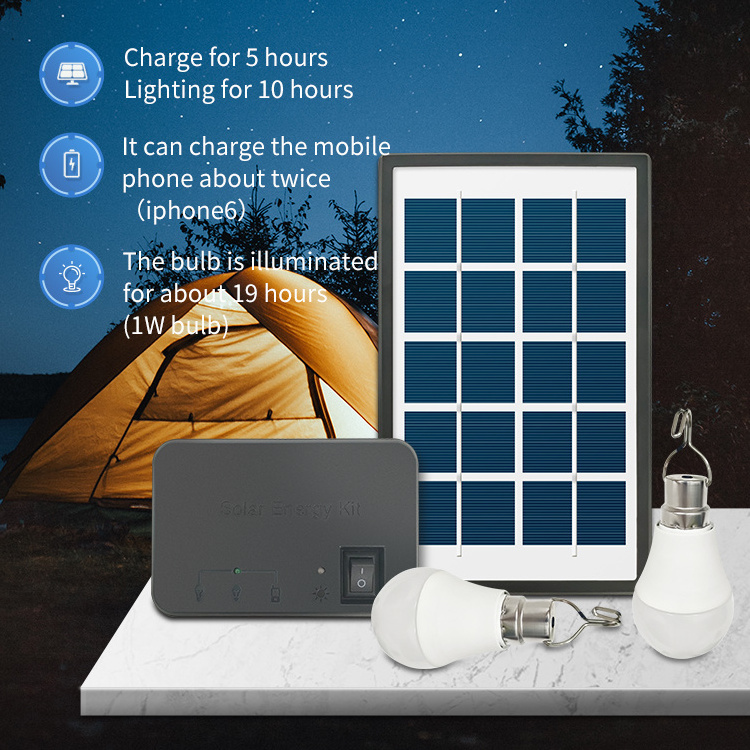 3w solar panels two hanging Bulb Mobile Phone Charger Portable Home Lighting Kit Solar Energy Systems