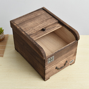 Wooden crafts New Retro sealed kitchen moisture-proof and insect proof rice storage barrel double-layer storage box