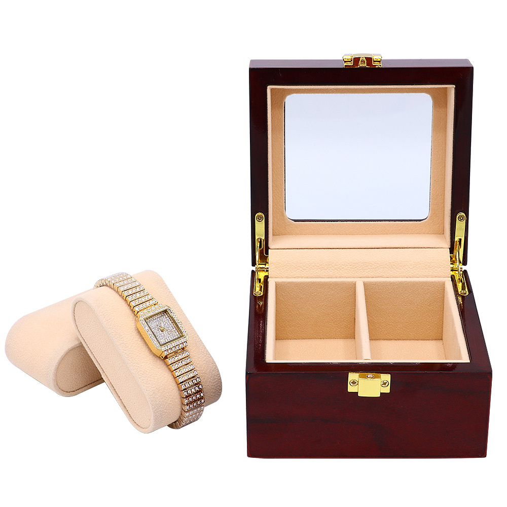 Custom high quality wooden luxury two slots watch storage box