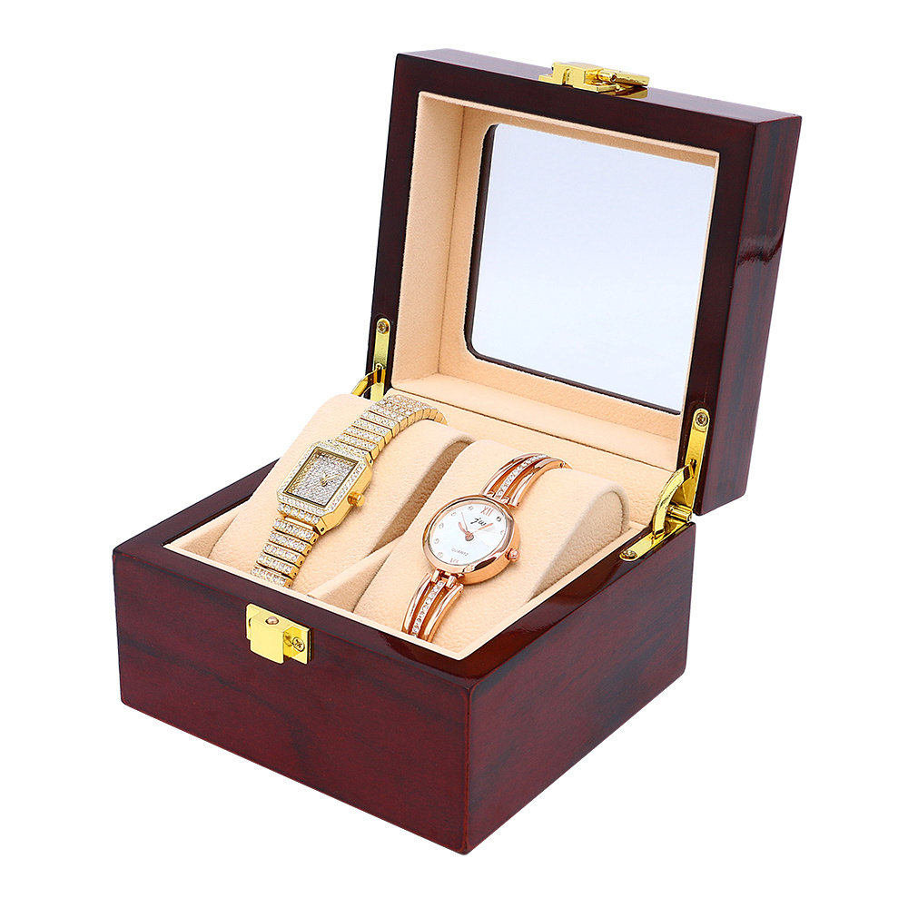 Custom high quality wooden luxury two slots watch storage box