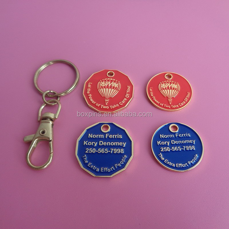 Trolley token one coin holder keyring supermarket Canadian shopping cart two coins keychain custom logo European coins trolley