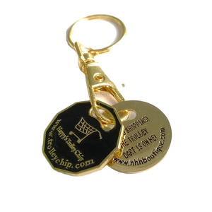 Trolley token one coin holder keyring supermarket Canadian shopping cart two coins keychain custom logo European coins trolley