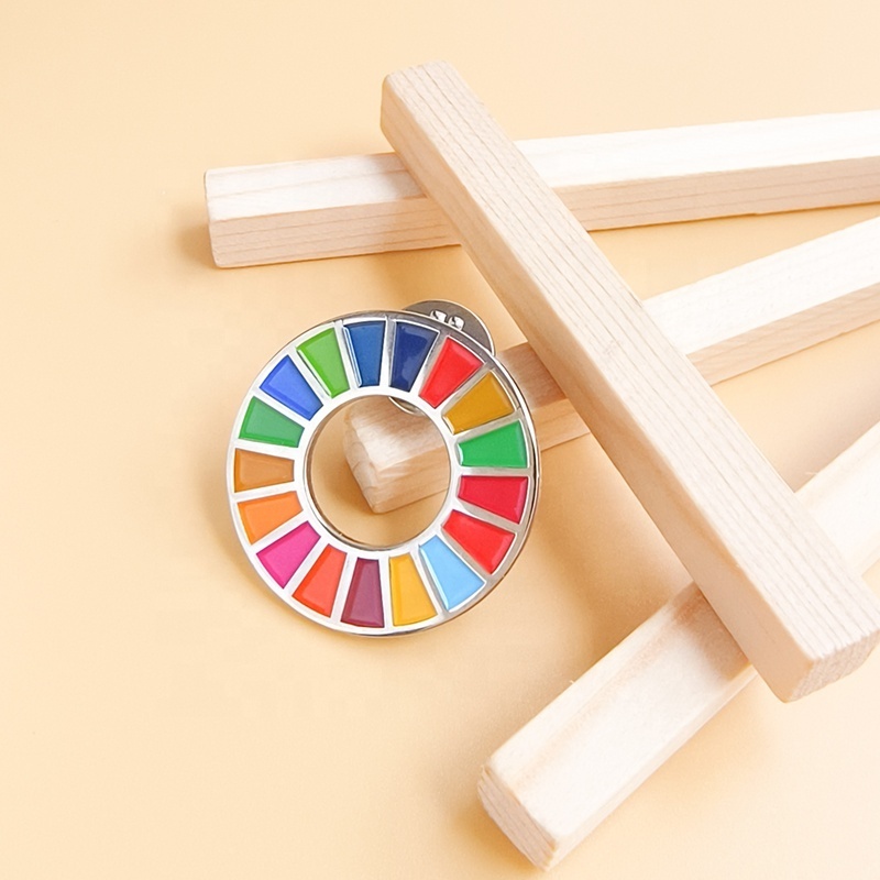 Free Mold SDGs Pin Badge 17 Colors Sustainable Development Goals Brooch Enamel Pin for Backpack Clothing Hat Decoration