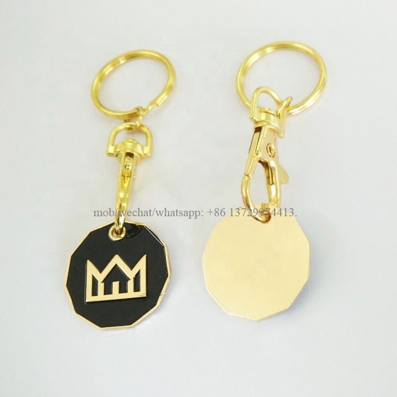 custom logo metal Canada double loonie coin and quarter coin shopping cart token keychains for real estate corporations