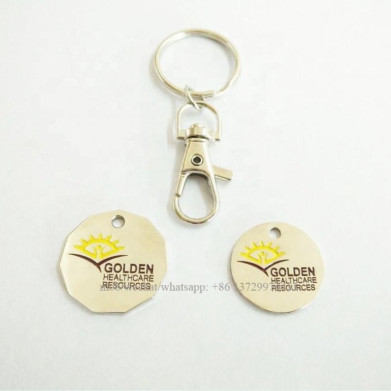 custom logo metal Canada double loonie coin and quarter coin shopping cart token keychains for real estate corporations