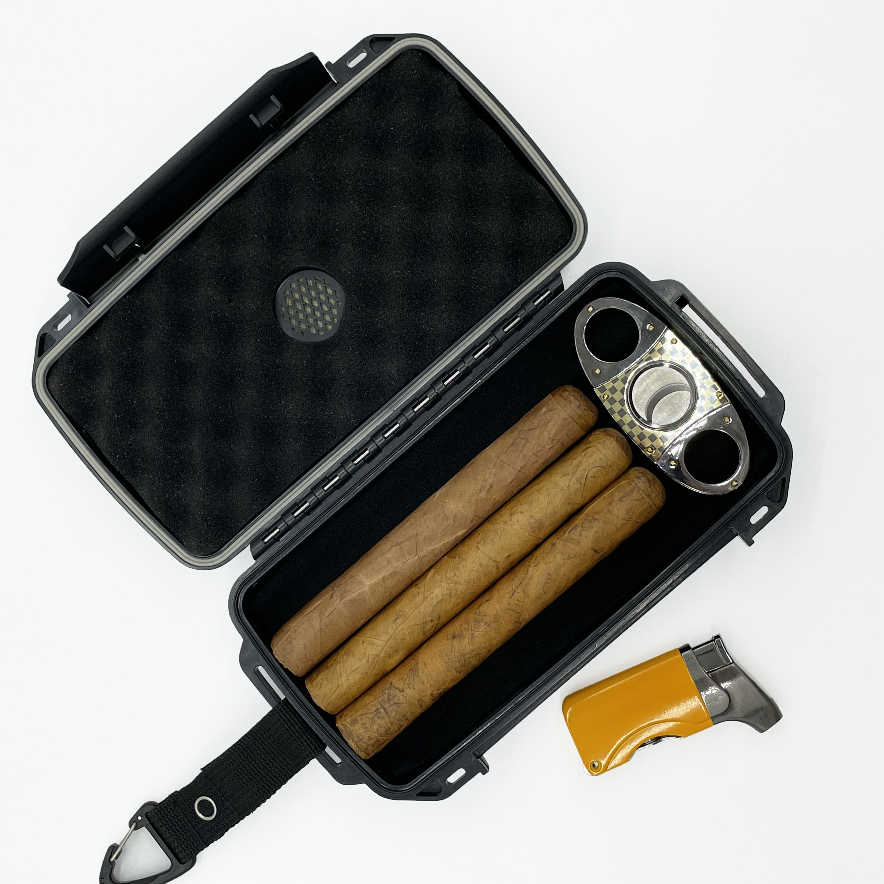 Hard Case Plastic Box Waterproof Cigar Storage accessory Humidor Case Cigar Cutter Cigar Travel Case with Custom Foam