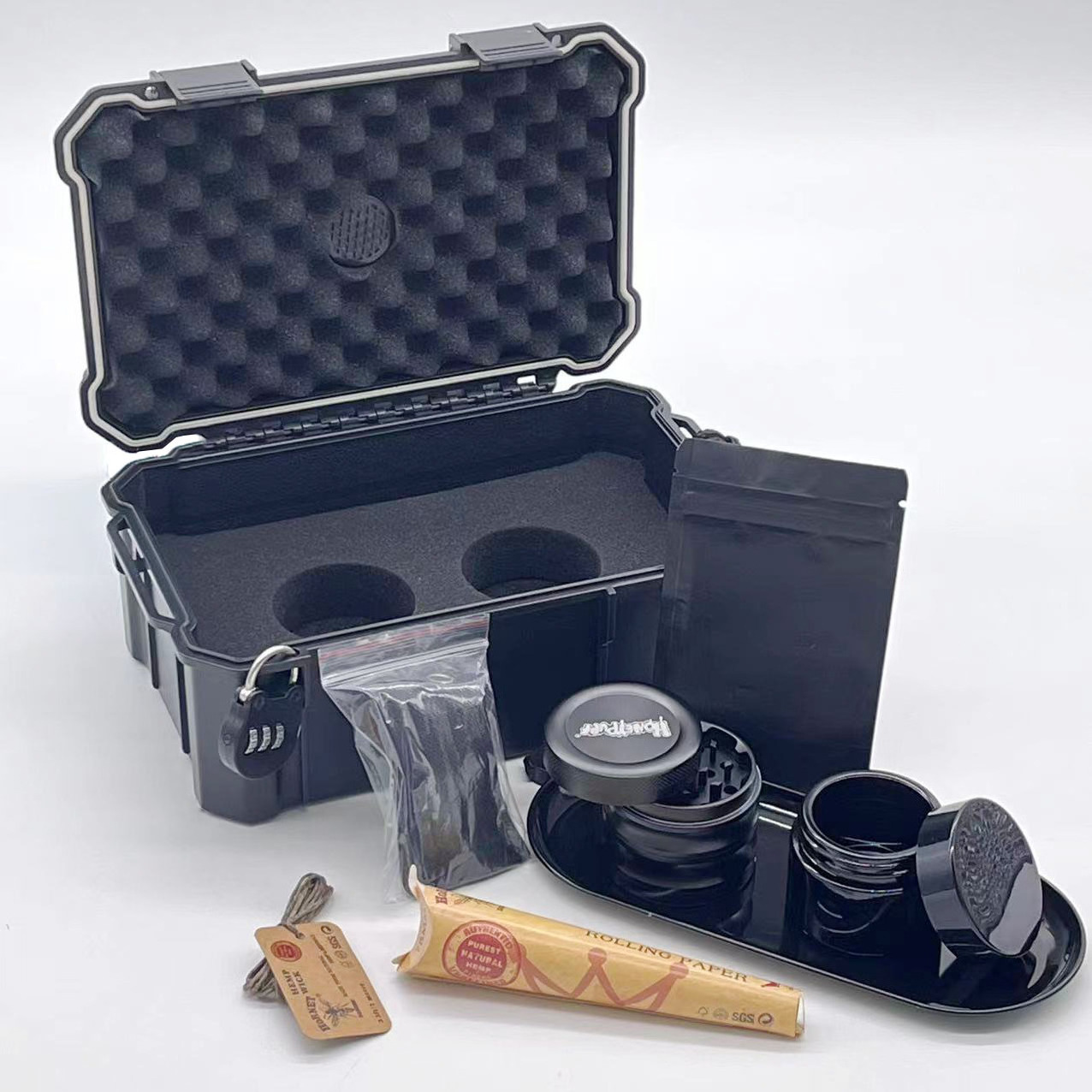 Smoke Shop Supplies Travel Smoking Kits Smoking Accessories Rolling Tray Set With Custom Foam