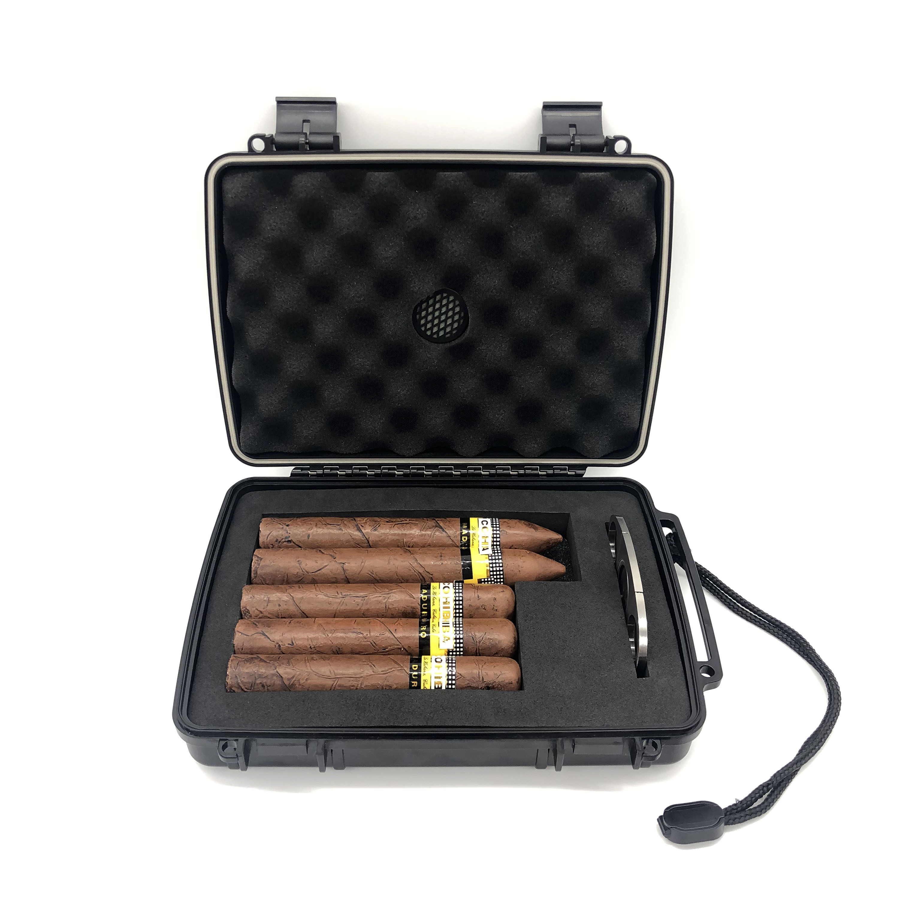 Portable Plastic Designed smoking Roll Smoking Storage Travel Cigar Humidor Case with Custom foam Lighter Cutter