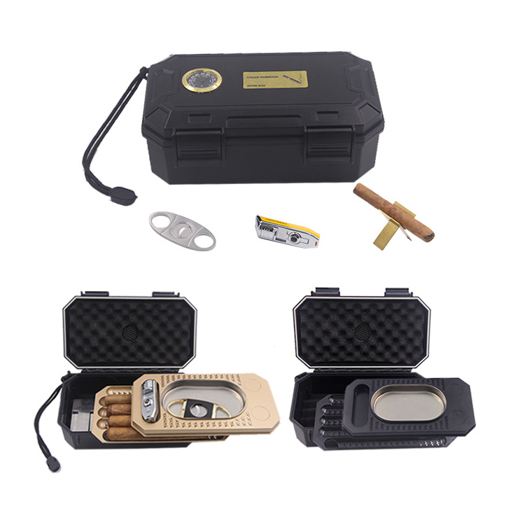 Factory Custom Portable Cigar humidor Box plastic waterproof travel case cigar accessories with all-in-one cigar kit