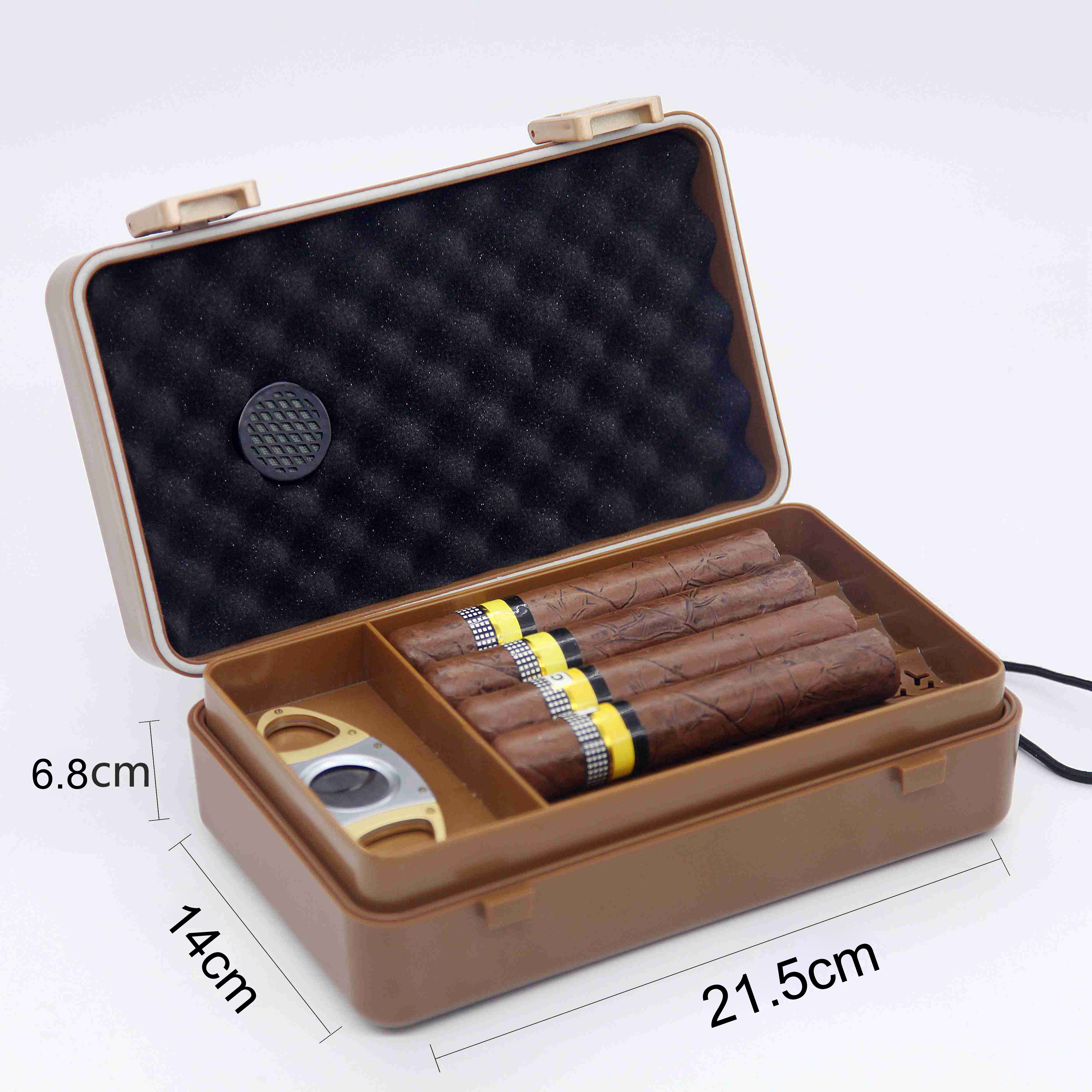 New Factory Custom Portable Plastic Travel Cigar Humidor Box with Cutter Cigar Accessories Set for Cigar Gift