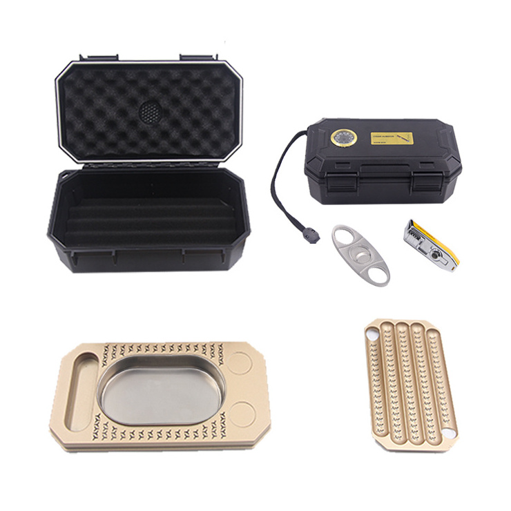 Factory Custom Portable Cigar humidor Box plastic waterproof travel case cigar accessories with all-in-one cigar kit