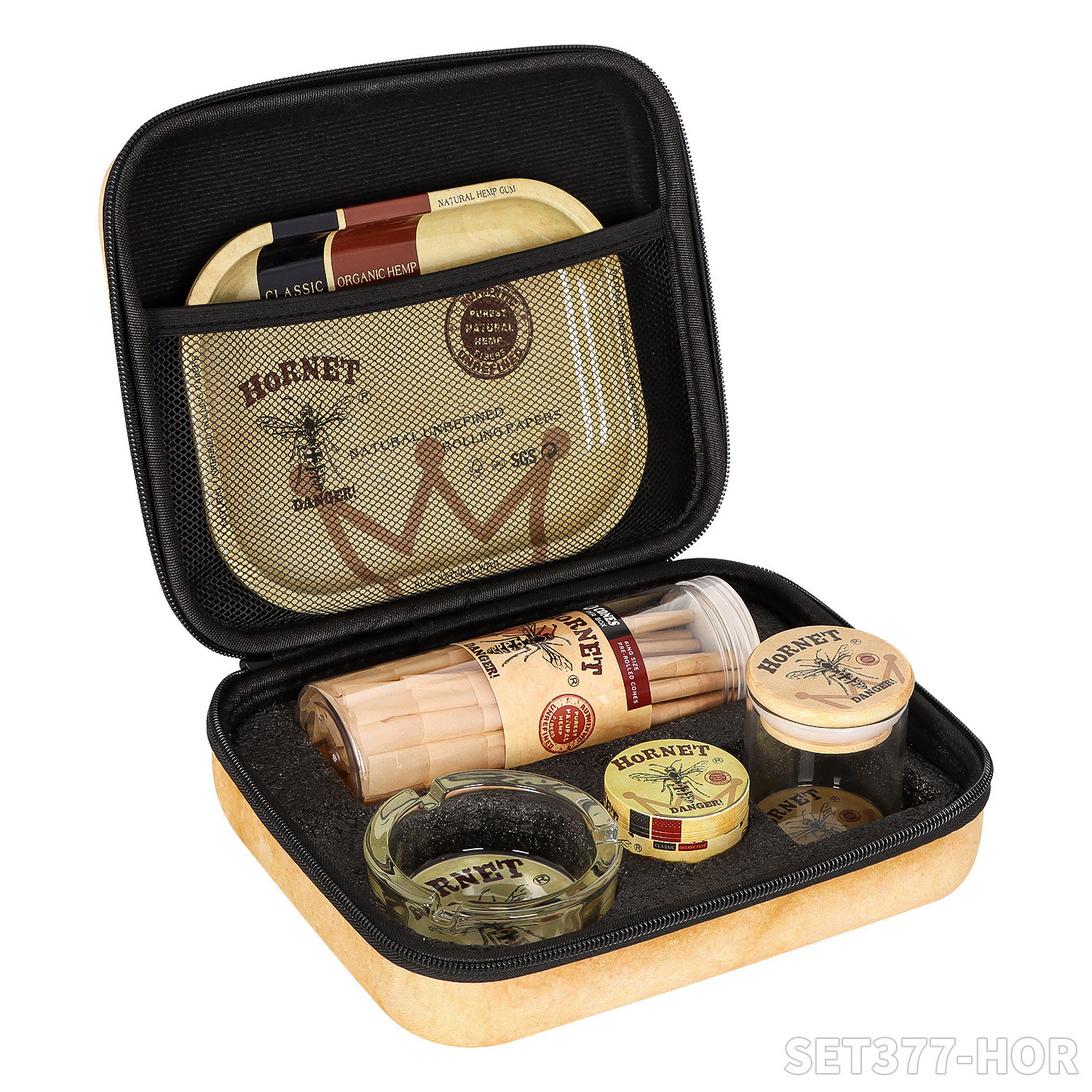 Custom High Quality Smoking kit 4 in 1 Set Grinder Rolling Tray Glass Ashtray Smoking Sets