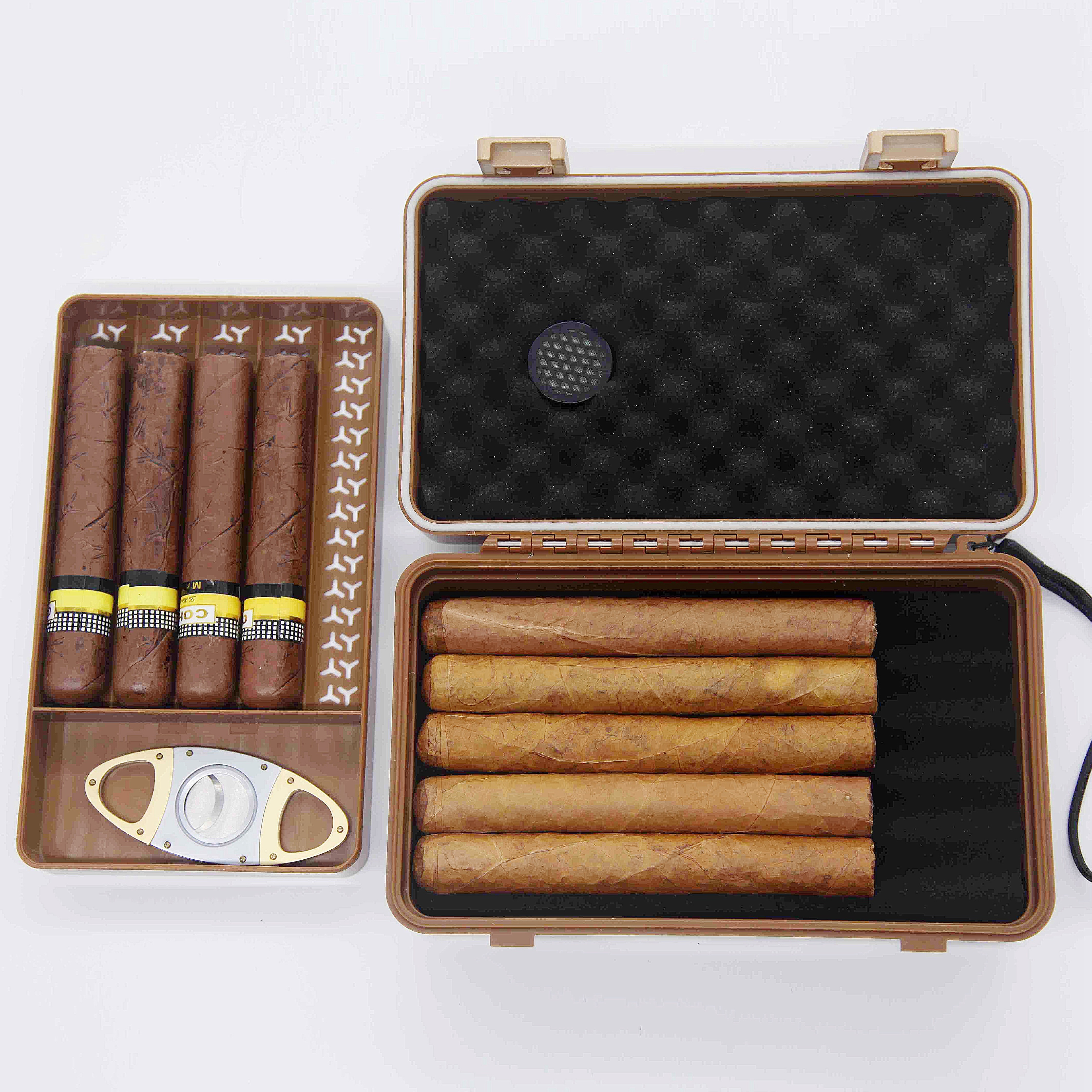 Factory Cigar bar cabinet humidor Moisture-proof portable cigar humidor travel cigar case  with cutter and lighter