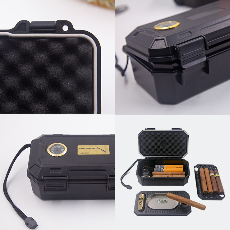 Factory Custom Portable Cigar humidor Box plastic waterproof travel case cigar accessories with all-in-one cigar kit