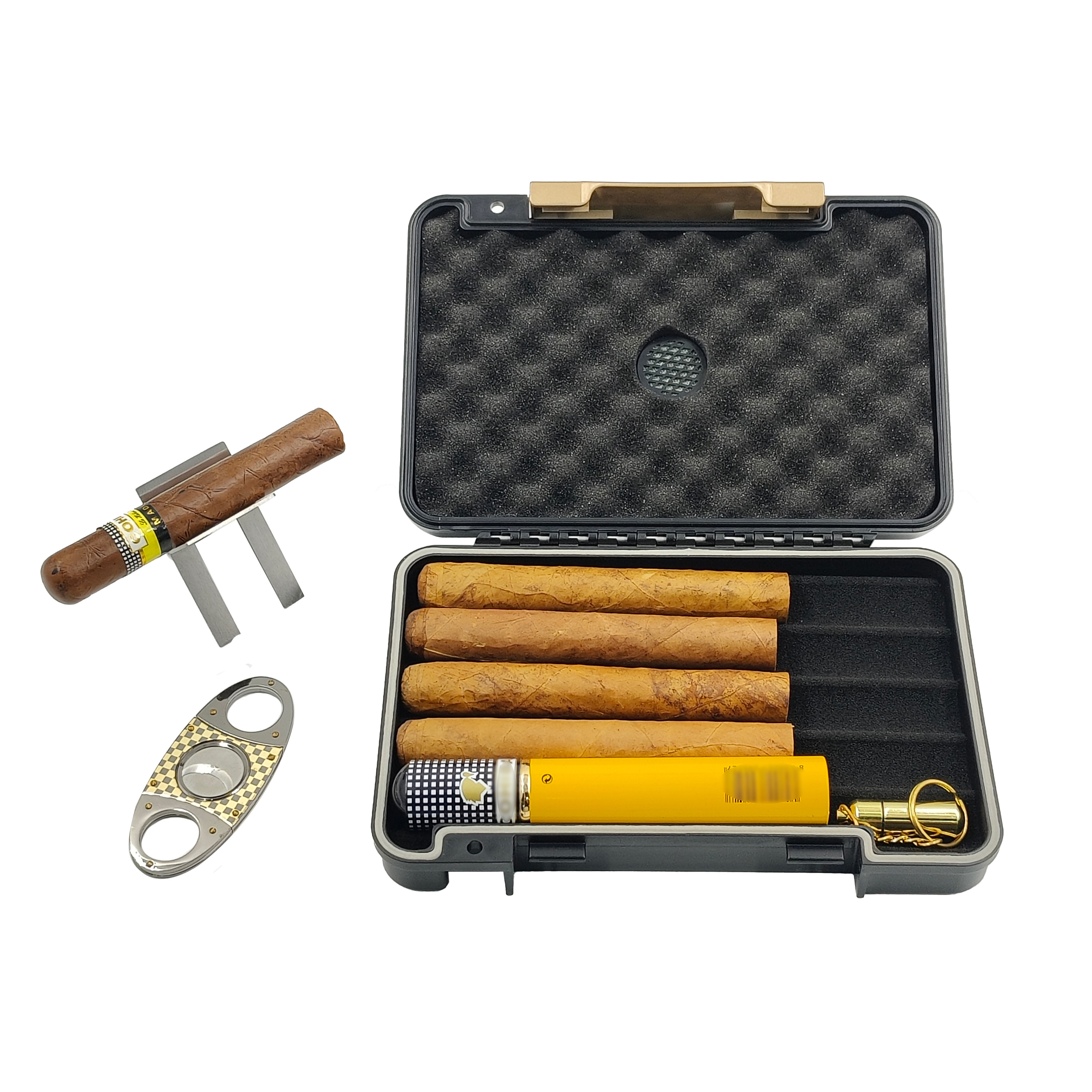 Factory Wholesale Cigar Travel Humidor Plastic Cigar Case with Cigar Accessories Gift Set