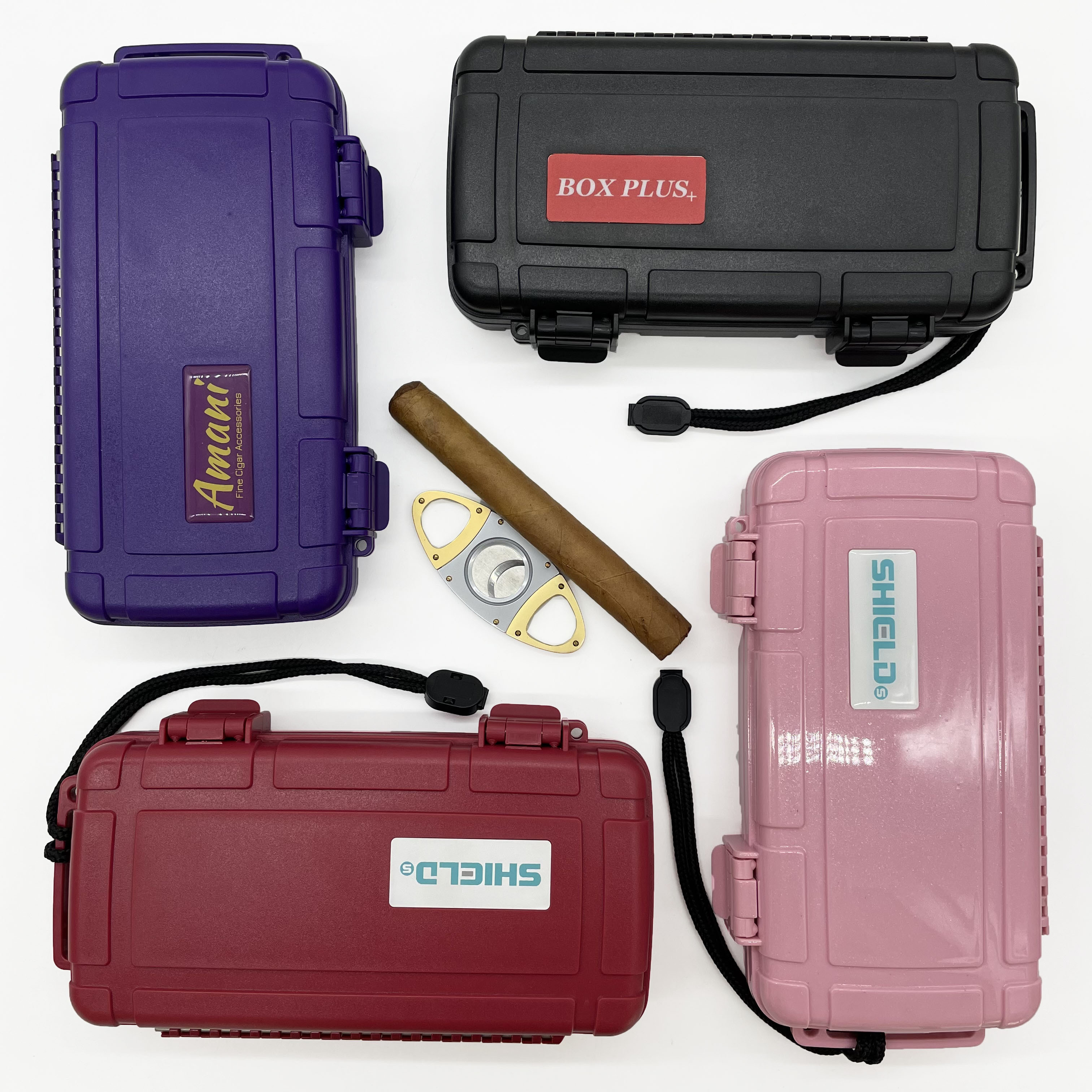 Free Sample Portable Cigar Travel Humidor Case America Hot Selling Cigar Box Case With Cigar Cutter Other Accessories