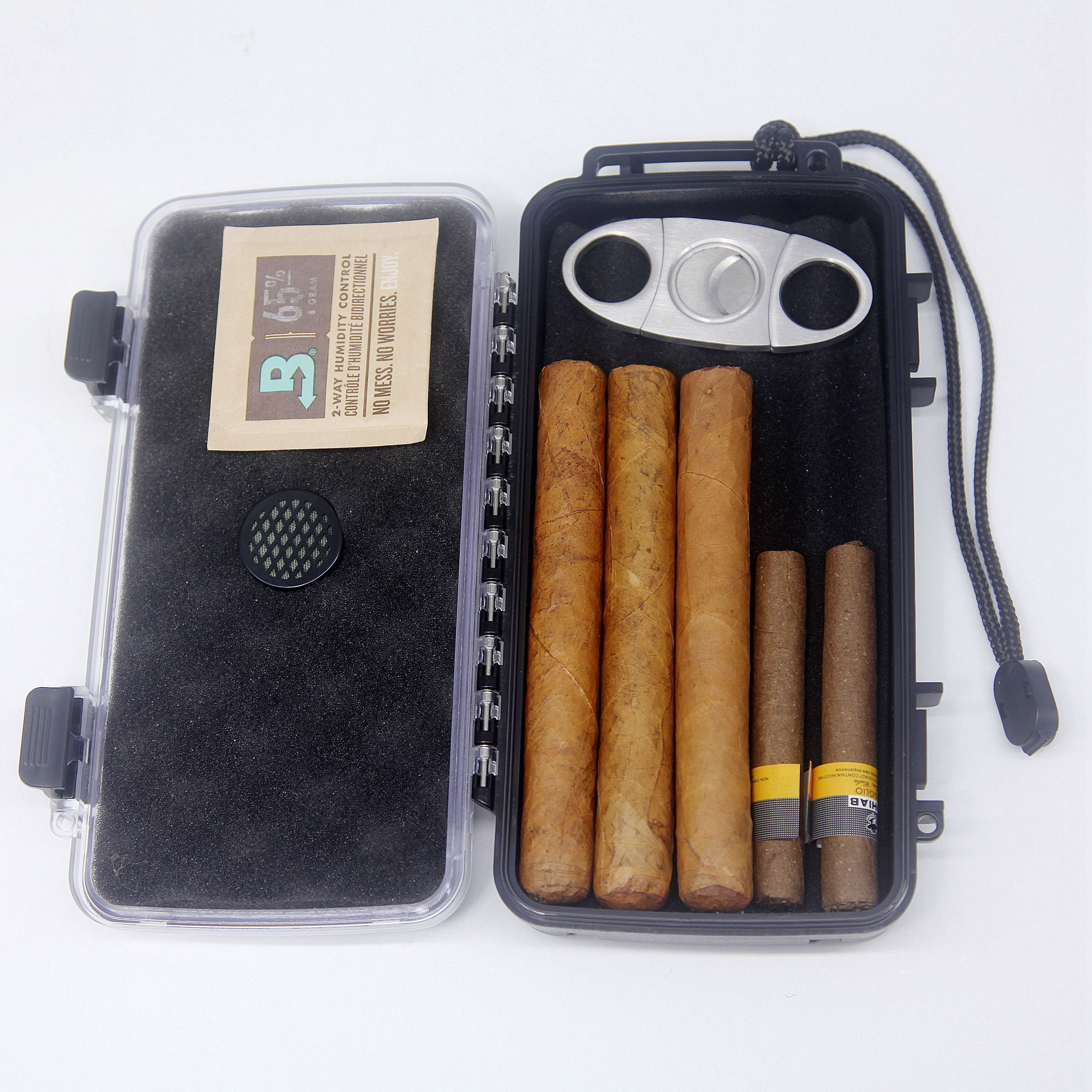 Free Sample Portable Cigar Travel Humidor Case America Hot Selling Cigar Box Case With Cigar Cutter Other Accessories