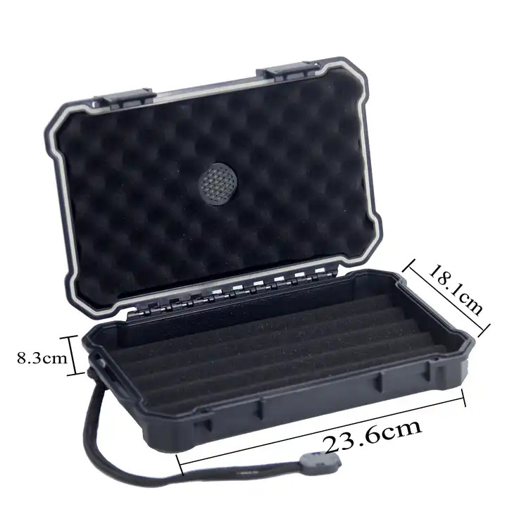 American Style Portable Travel Cigar Humidor Box Waterproof Crushproof Holding 5 Cigar with Custom Logo Made Durable Plastic