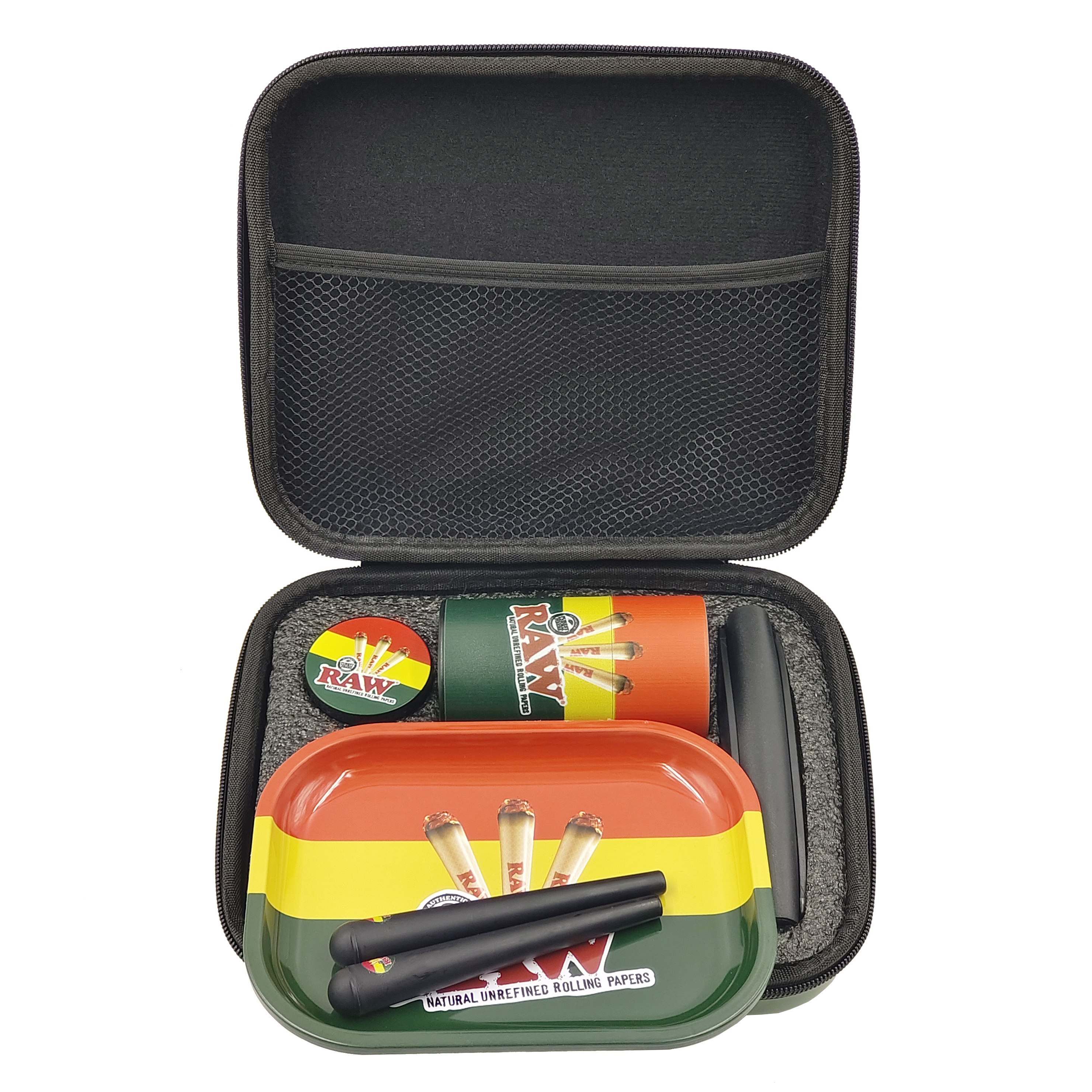 6-in-1 Smoking Accessories Kit Set with Pipe Smoking Stash Jar Grinder Custom Storage Bag Packed in Box