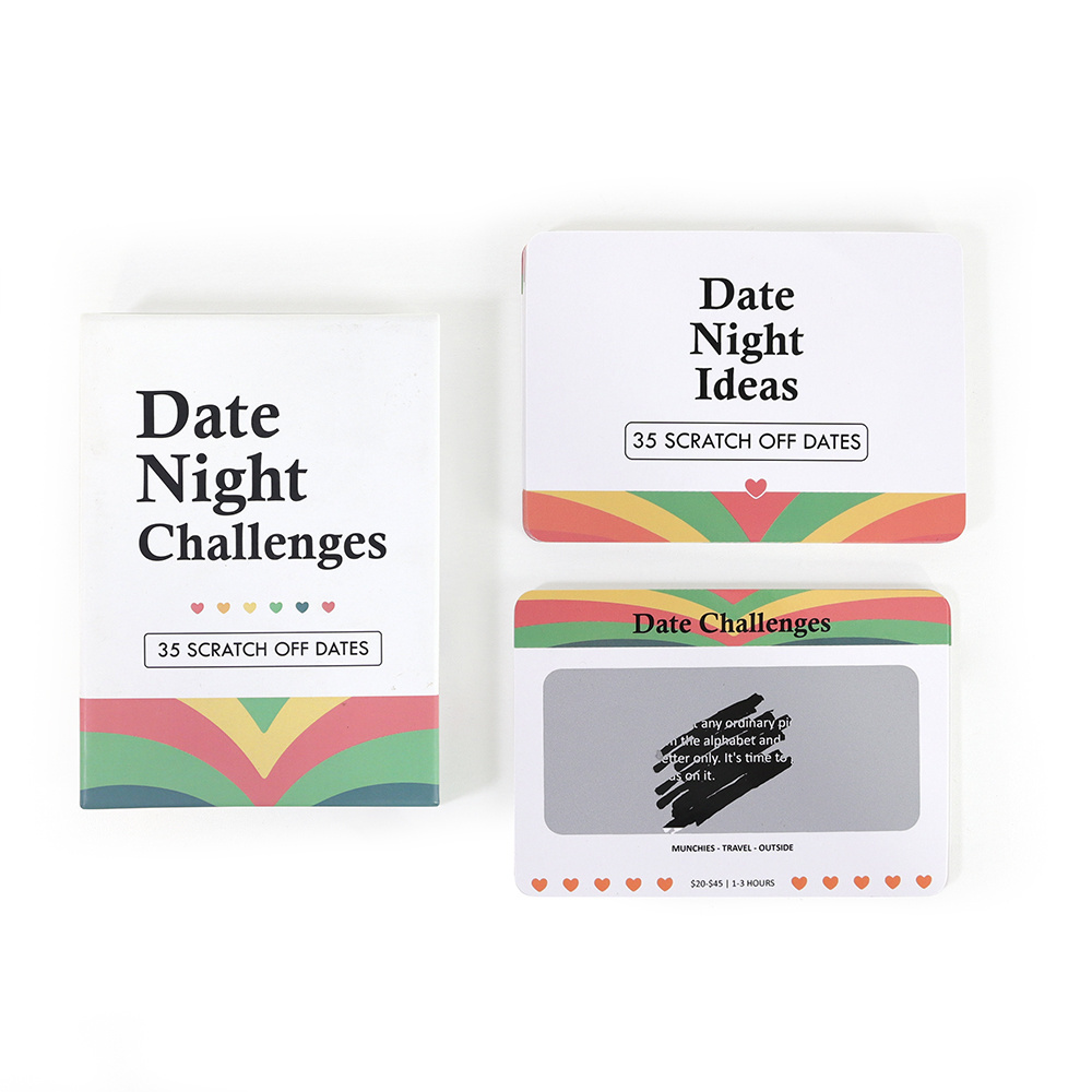 Custom Printing New Design Colorful Funny The Date Good Night Game Ideas Couple Scratch Off Cards