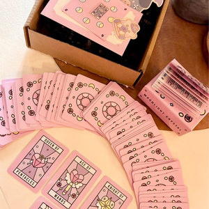 Custom Printing Art Paper Shopping Cute Tarot Cards Pink Mini Oracle Tarot Card Bulk Tarot Cards Boxes