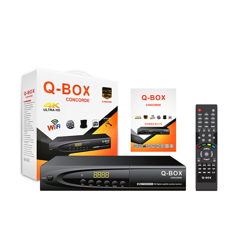 4k combo dvb s2 dvb t2 QBOX dvb-t/dvb-t2 tv tuner receiver full hd 1080p support OTA Wifi USB MPEG H264 Time Shift EPG OSD CCCAM