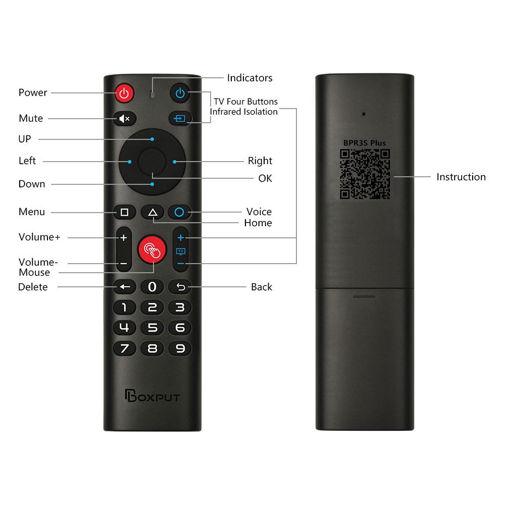 BPR3S Plus 2.4g BT tv remote control ir learning all buttons 6 axis gyroscope voice activated tv remote control ota air mouse