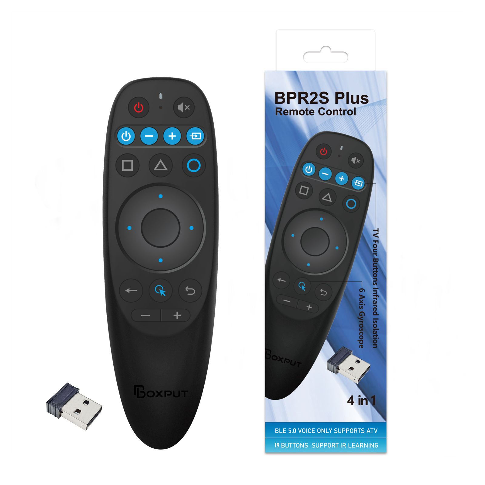 Boxput BPR2S BPR2S Plus Universal BT Remote Control 2.4G Wireless Air Mouse Voice 6 Axis Gyroscope IR Isolation OTA tv remote