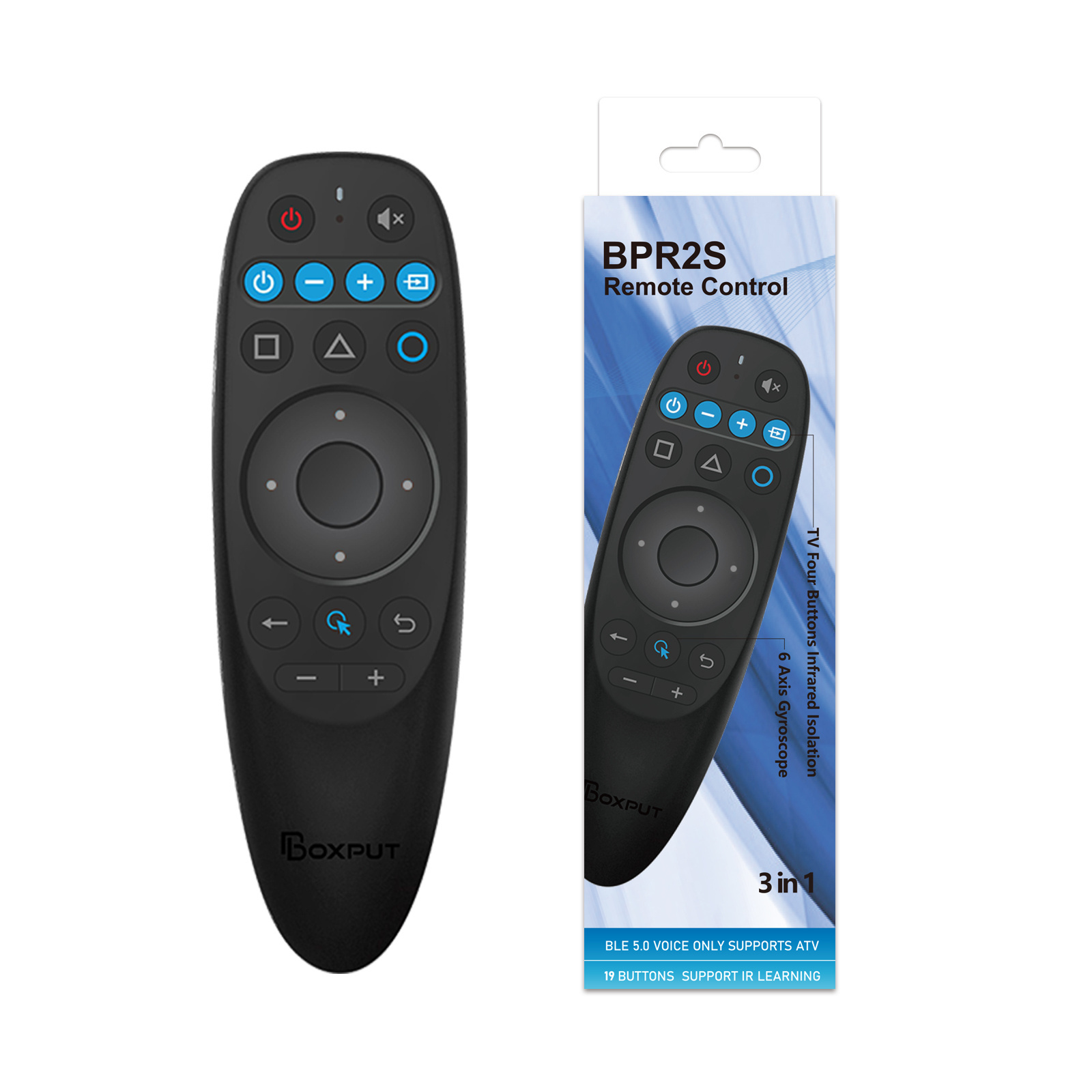 Boxput BPR2S BPR2S Plus Universal BT Remote Control 2.4G Wireless Air Mouse Voice 6 Axis Gyroscope IR Isolation OTA tv remote