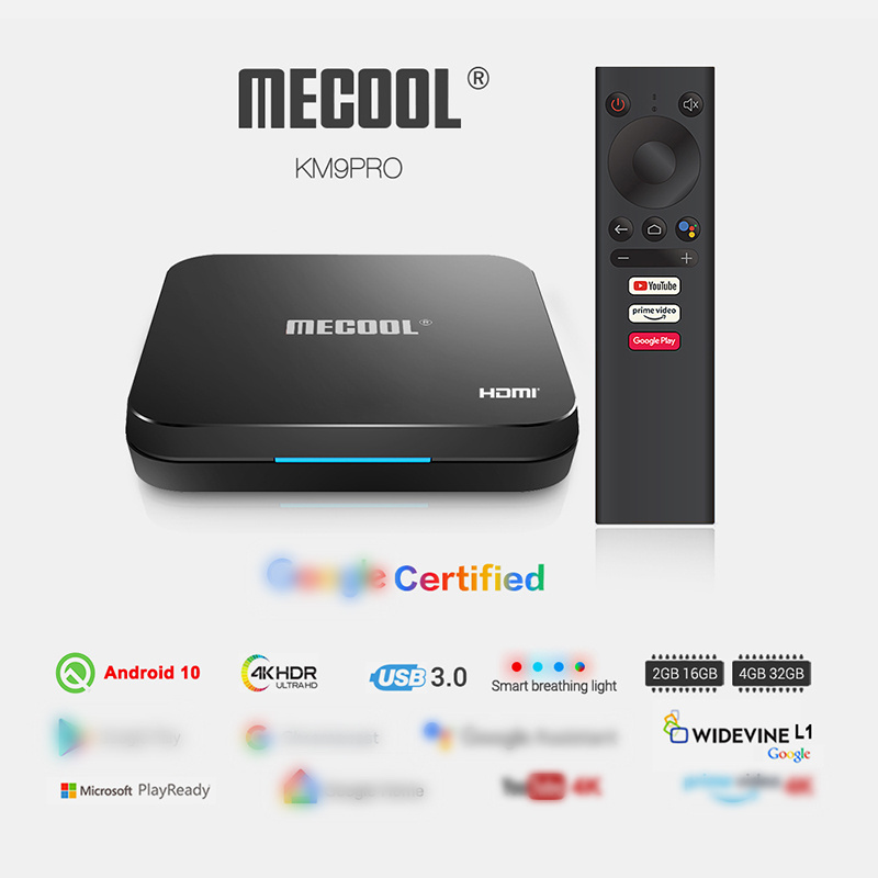 Mecool KM9 PRO Google Android 10 Amlogic S905X2 Tv Box H.265 HDR 4K Youtube TV STB Wifi BT 3D 2gb Ram 16gb Rom 2.4G CE Quad Core