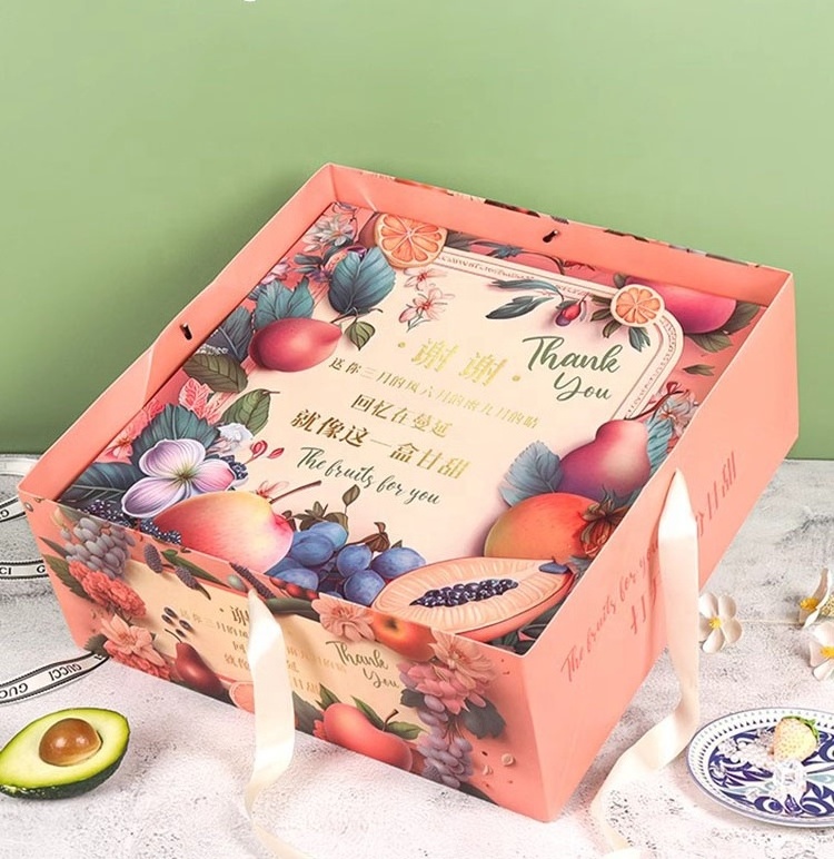 Box printing design compartment cardboard fresh food boxes for fruits and vegetables