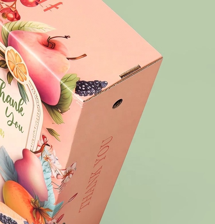 Box printing design compartment cardboard fresh food boxes for fruits and vegetables