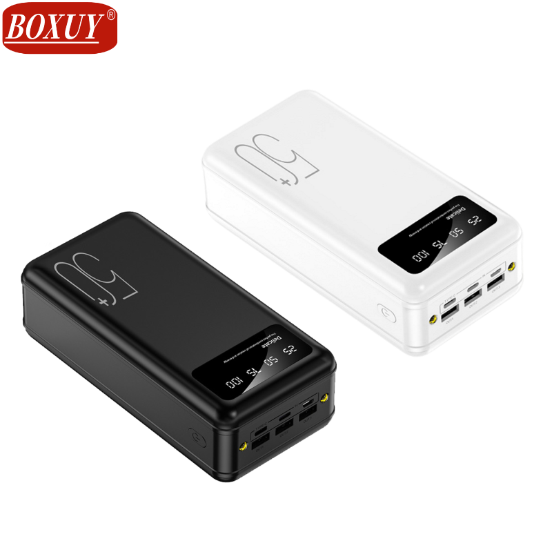 OEM logo Portable Super Larger Capacity Charger with Dual LED Lights Three output Three input Powerbank 50000mAh Power Bank