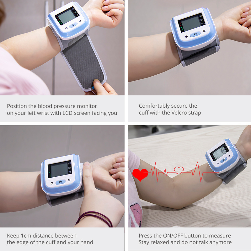 Digital LCD portable Heart Beat Rate Baumanometro tensiometro tensiometros tensiometer digital bp wrist blood pressure monitor